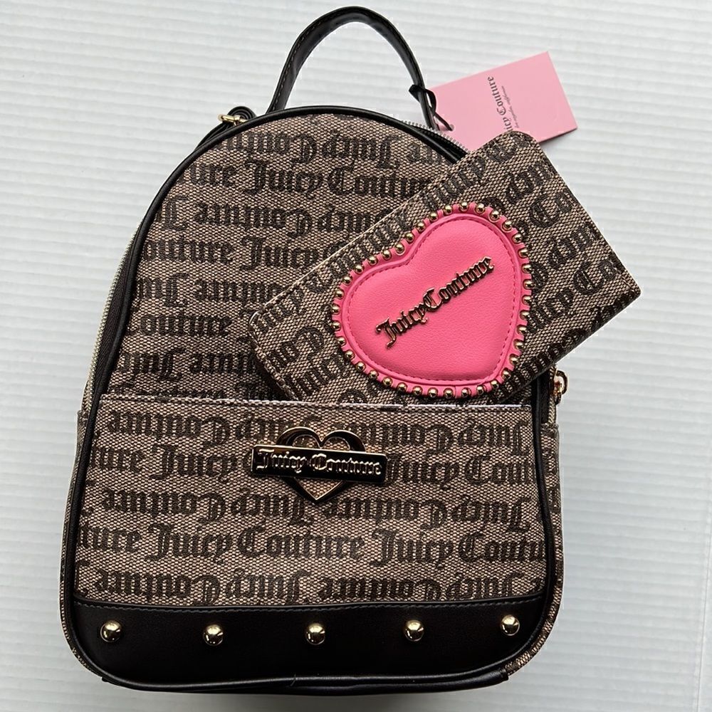 Juicy Couture Glam Backpack & Wallet in Brown
